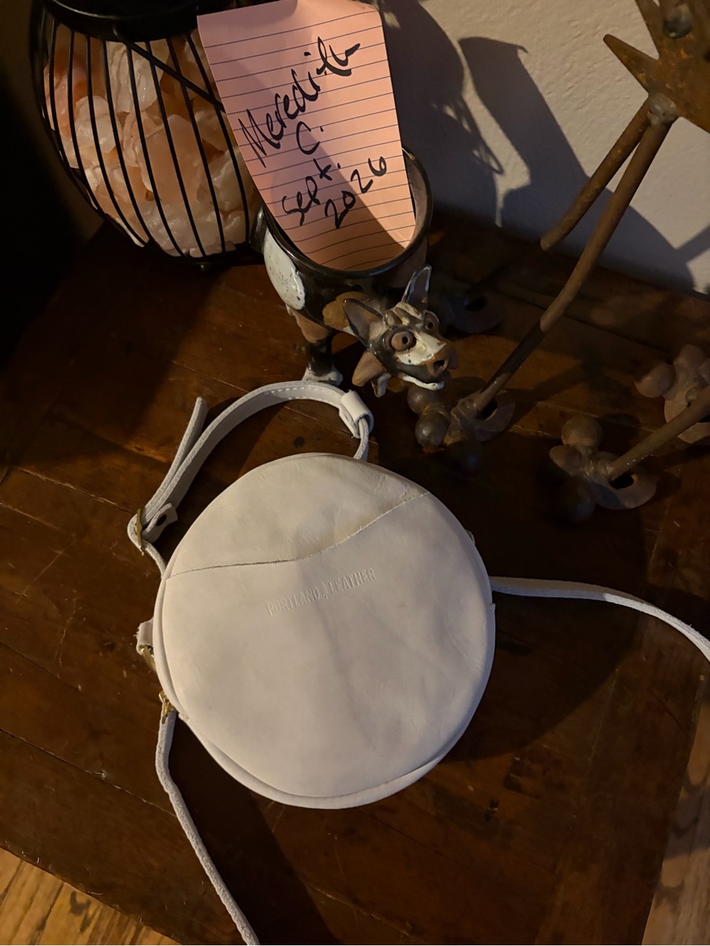Portland Leather Small Circle Crossbody Bag - Beluga